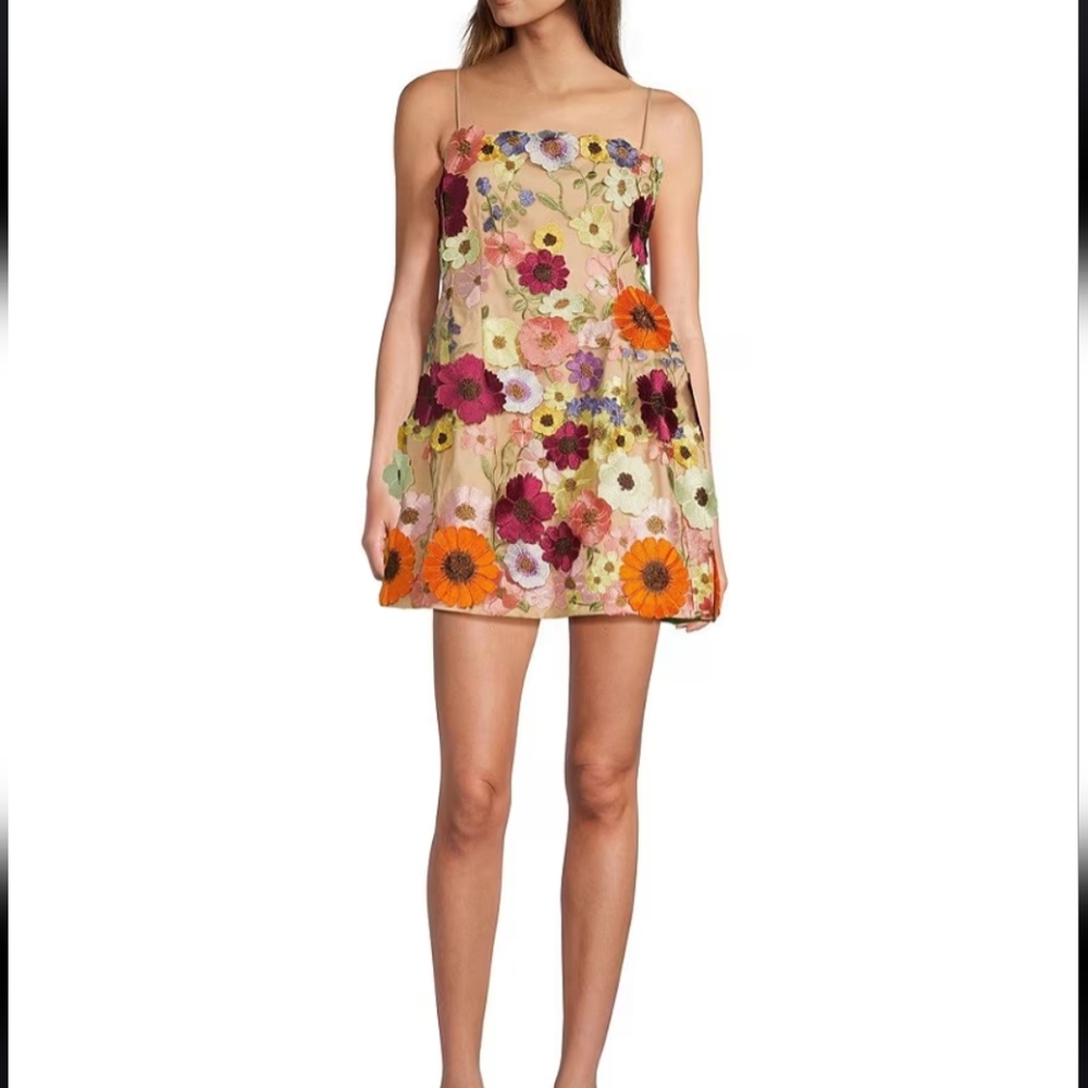 Antonio melani flora applique spagetti strap mini dress